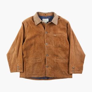 Vintage Eddie Bauer Cotton Corduroy Barn Chore Jacket with Leather Collar | XL